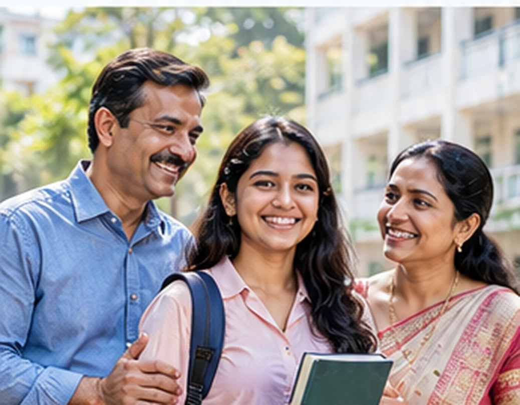 A student with her proud parents