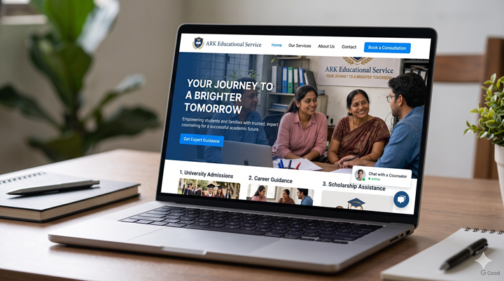 Education counsellor guiding a student and family